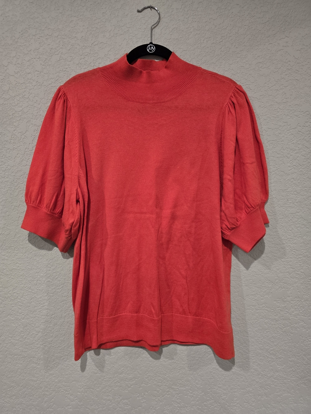Halogen Red Puff Sleeve Mock Neck Top